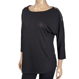 3/$20 Dynamite Black Zipper Shoulder Batwing Knit Top Womens Size Medium Tunic